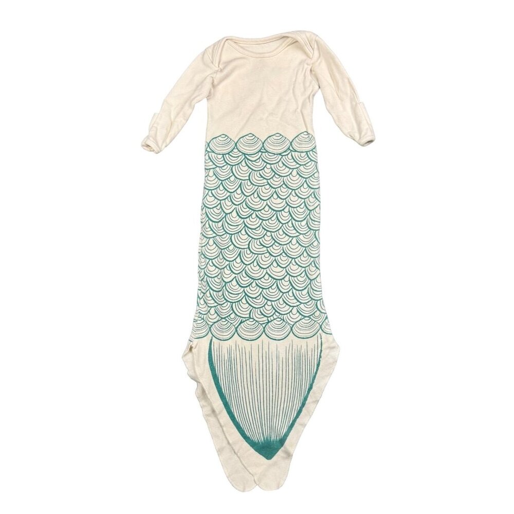 Mermaid Tail Baby Gown Sleep Sack  Organic Cotton 3-6 M White Teal Electrik Kidz